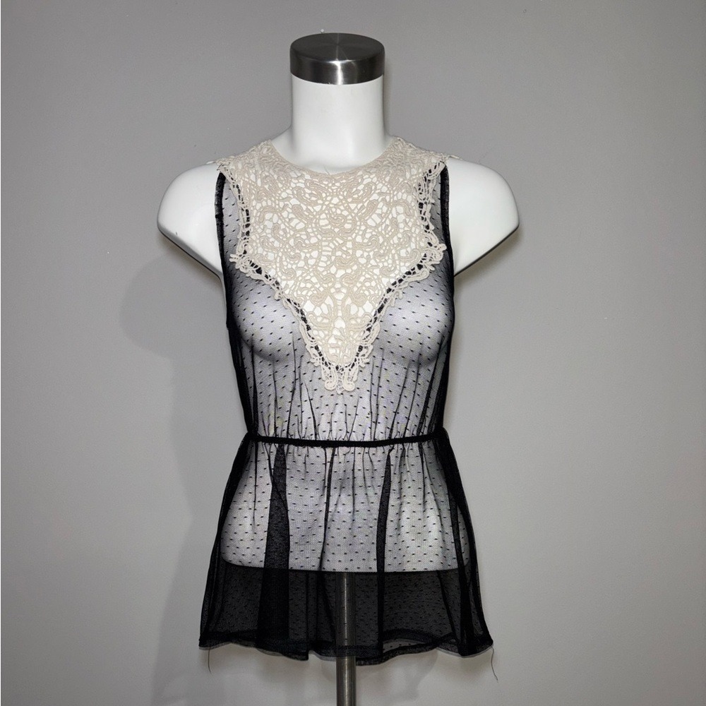 Zoah Design Women's Size XXS Elegant  & Sexy Black Sheer Net Feminine Lace Tunic - Picture 3 of 6